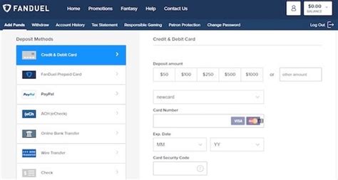 FanDuel Withdrawal Options .